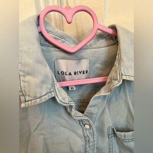 Lola River Light Blue Denim Shirt XL PTP 25 snaps